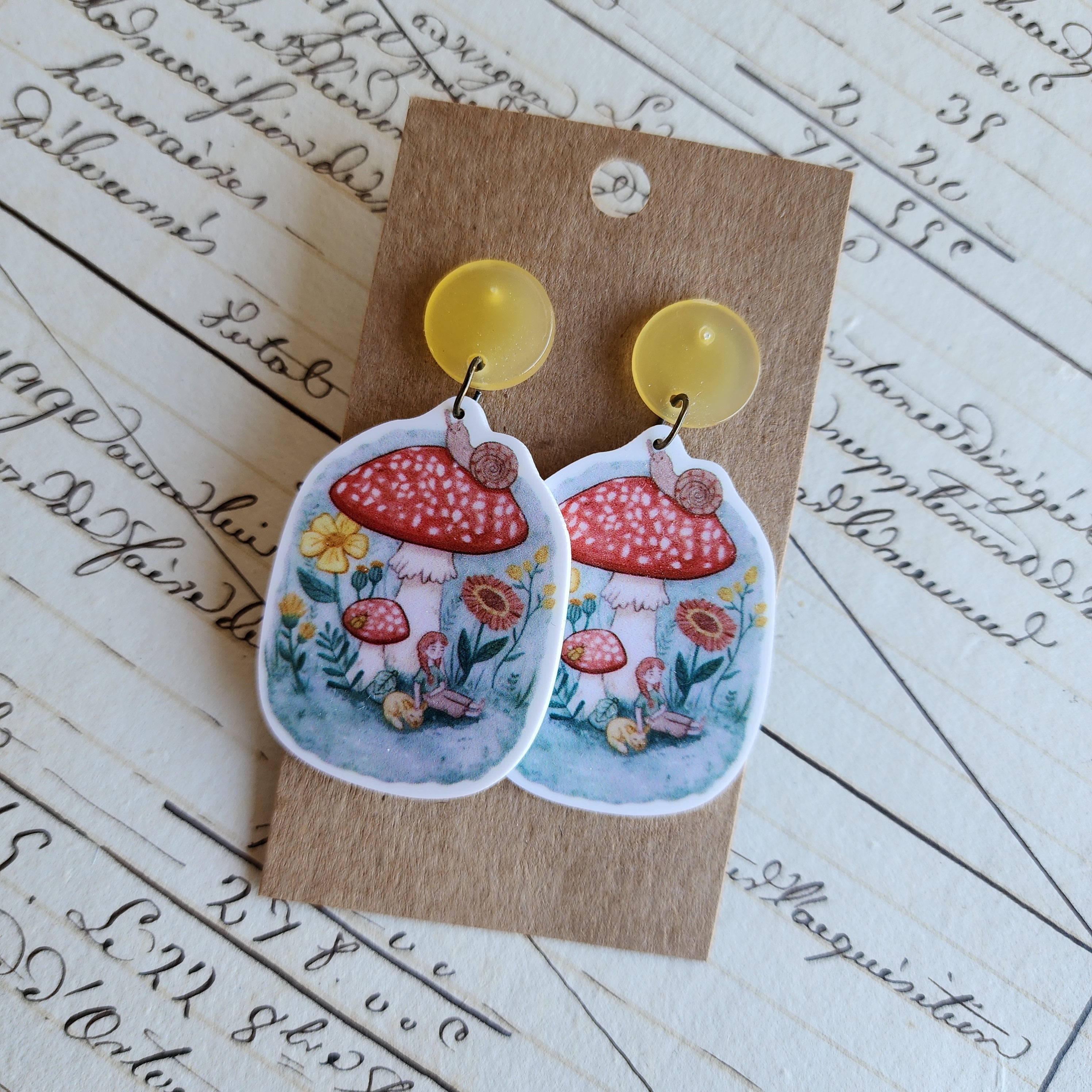 Whimsical Mushroom Drop Earrings