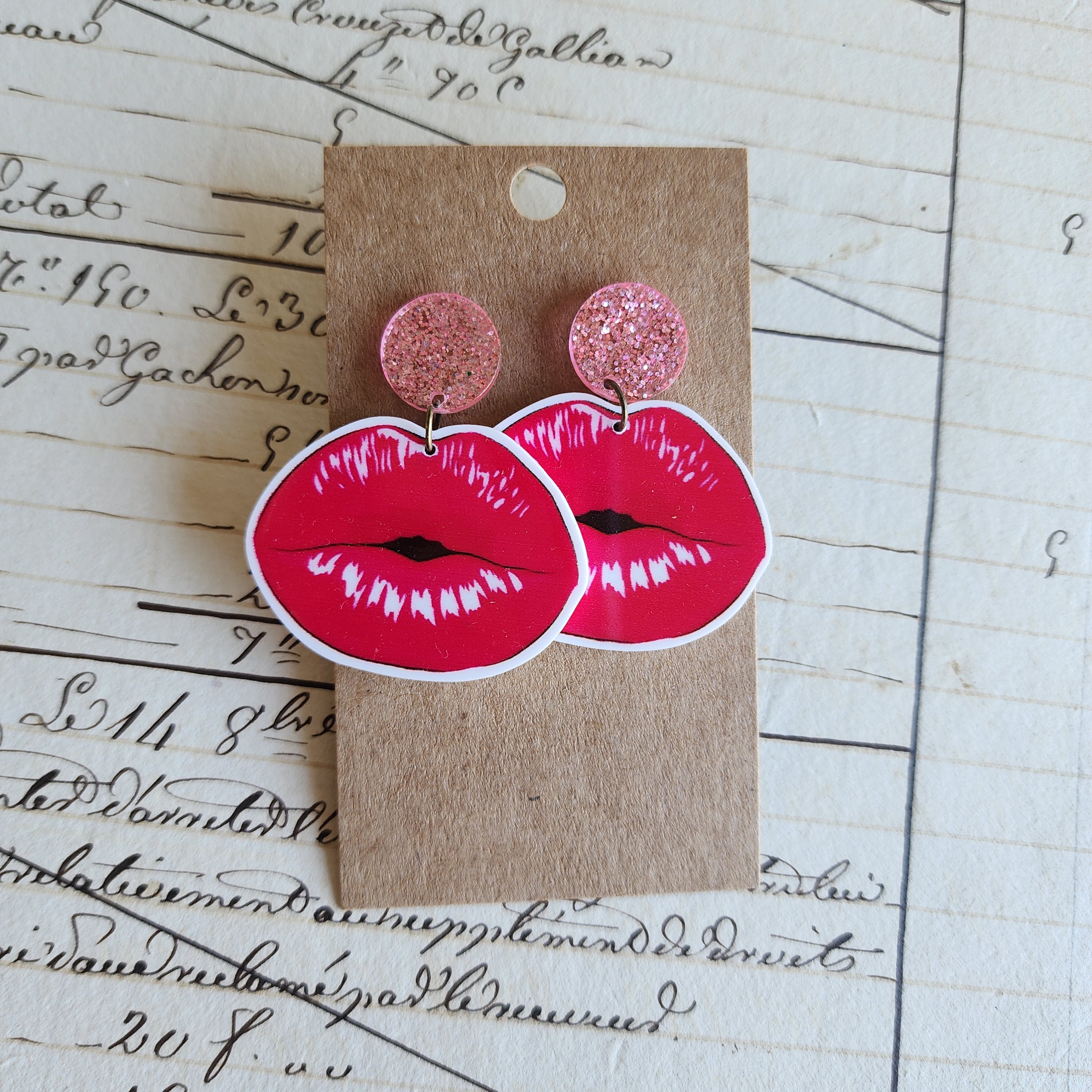 Red Lips Drop Earrings