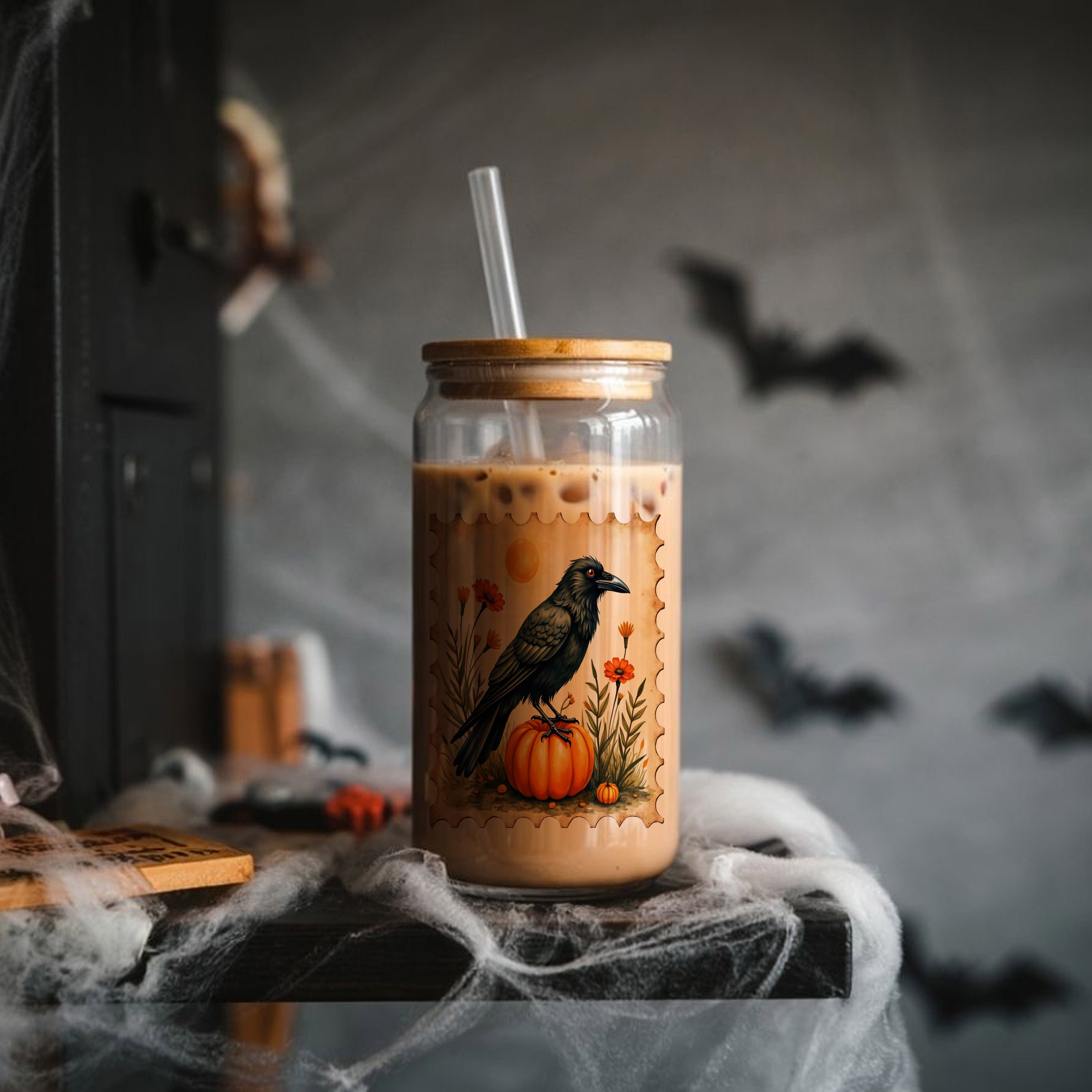 16oz Harvest Crow Glass Tumbler