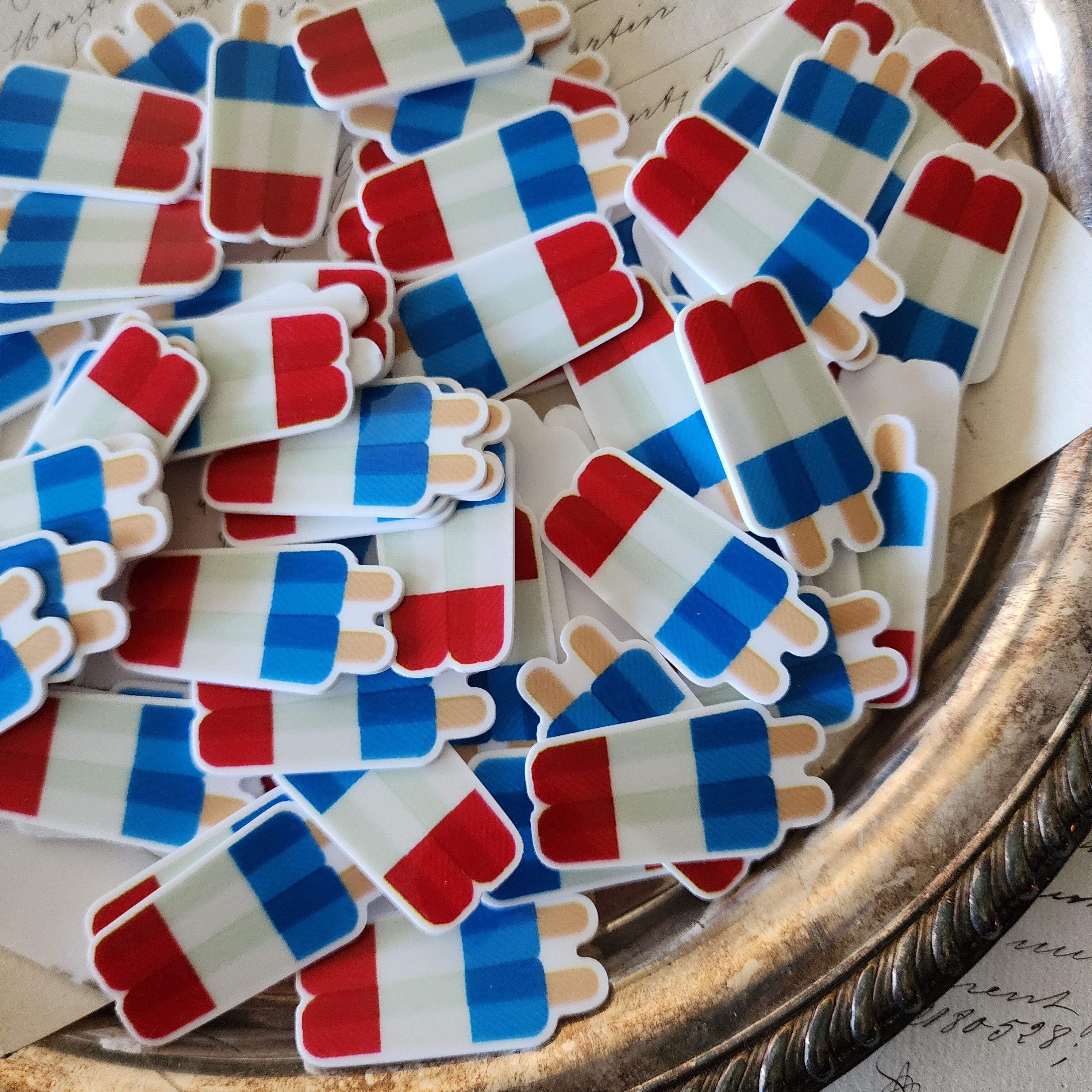 2pc Red, White and Blue Popsicle Planar Resin