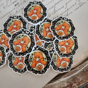 2pc Orange Halloween Bear Planar Resin