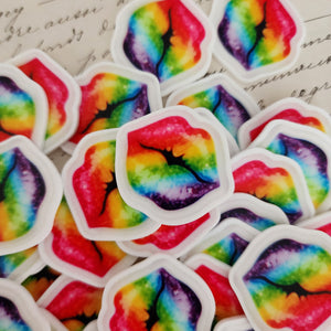 2pc 90's Pop Rainbow Lips Planar Resin