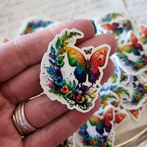 2pc Watercolor Rainbow Butterfly Planar Resin
