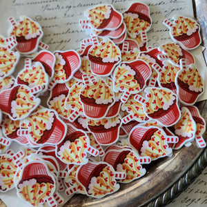 2pc Red Heart Cupcake Planar Resin