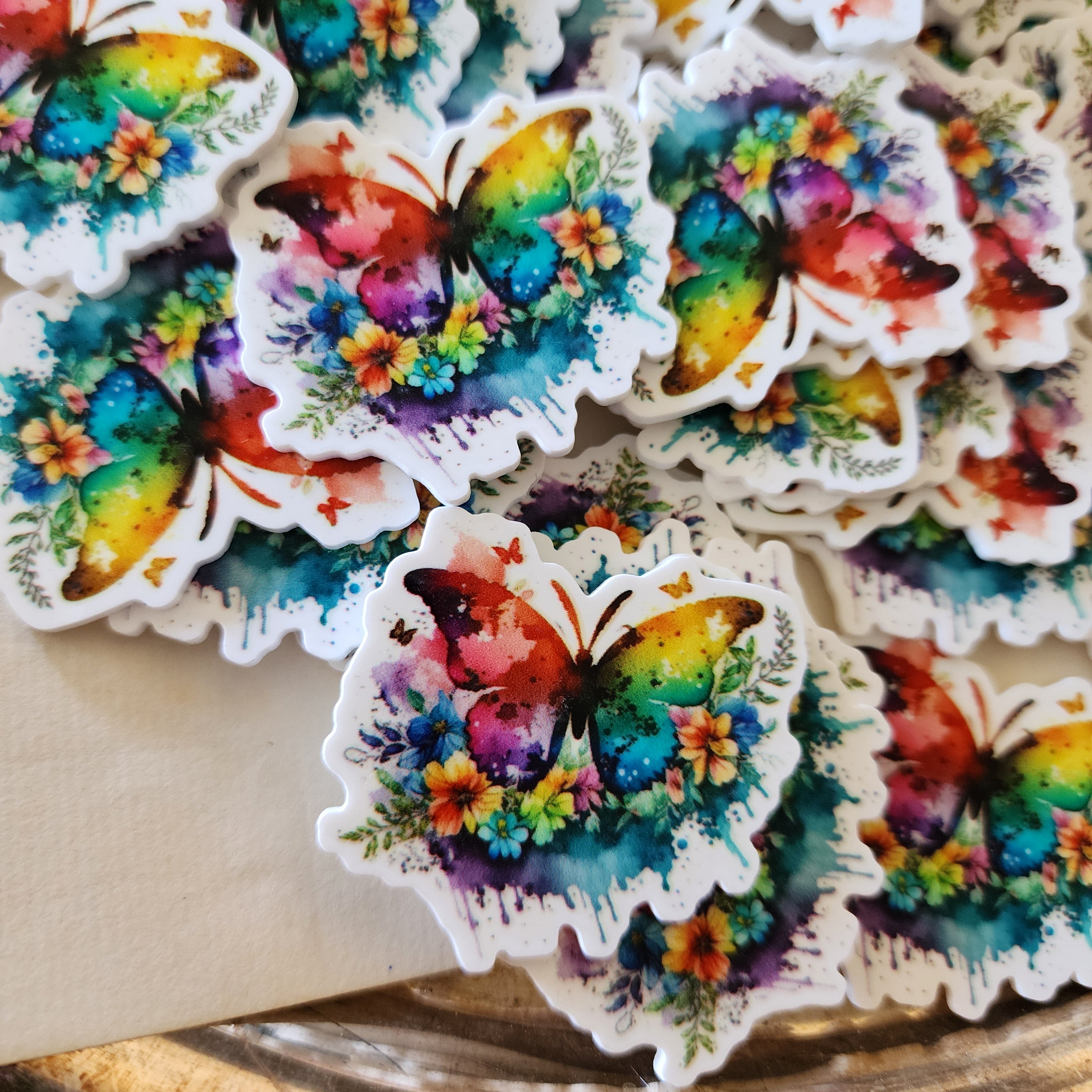 2pc Watercolor Butterfly Planar Resin