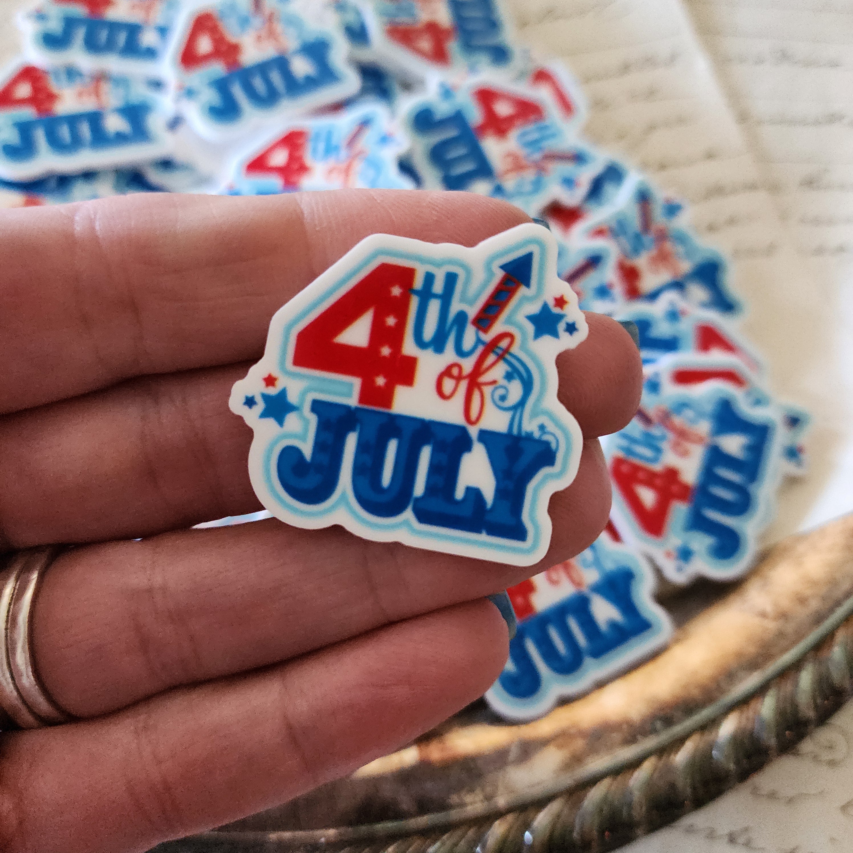 2pc 4th of July Blue Planar Resin