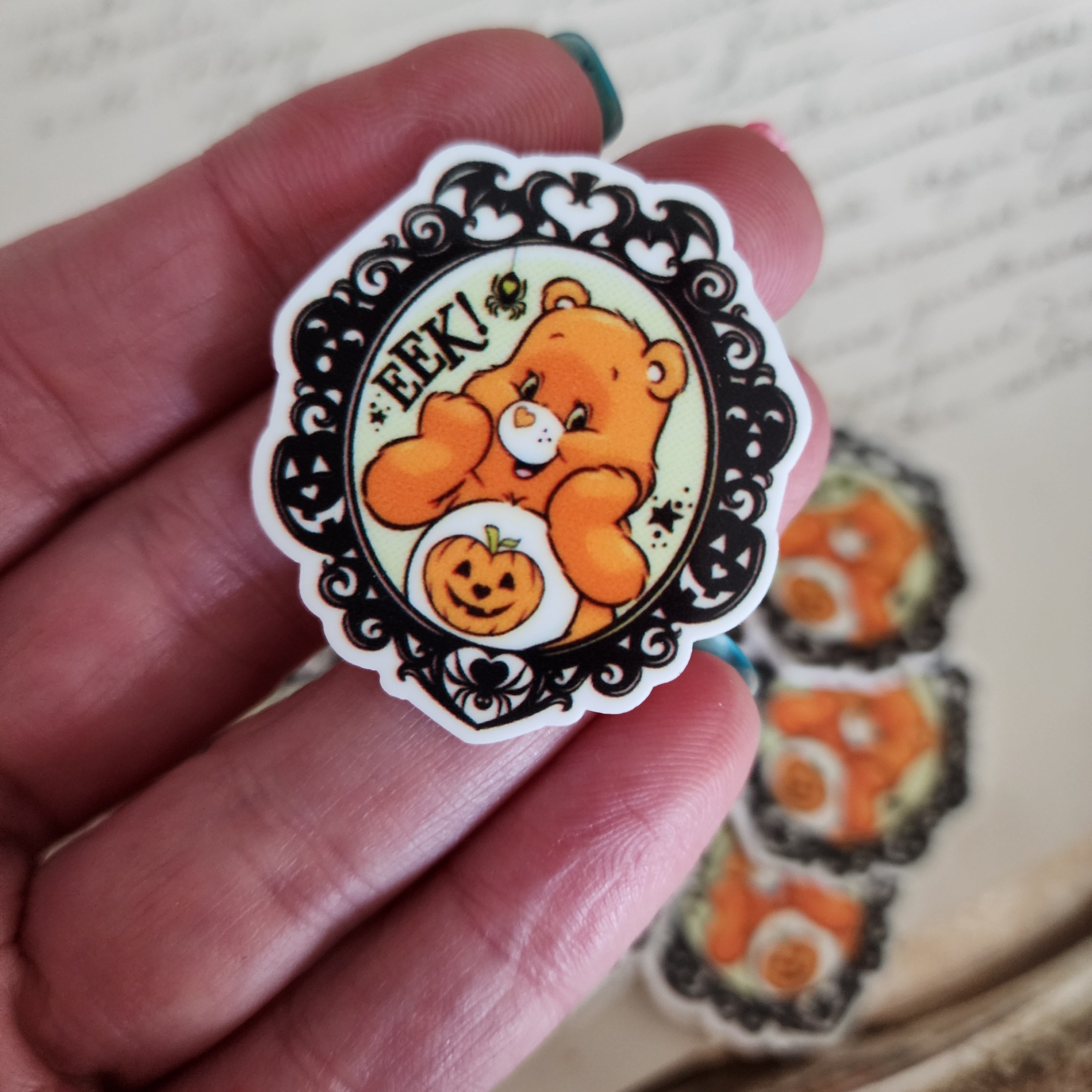 2pc Orange Halloween Bear Planar Resin