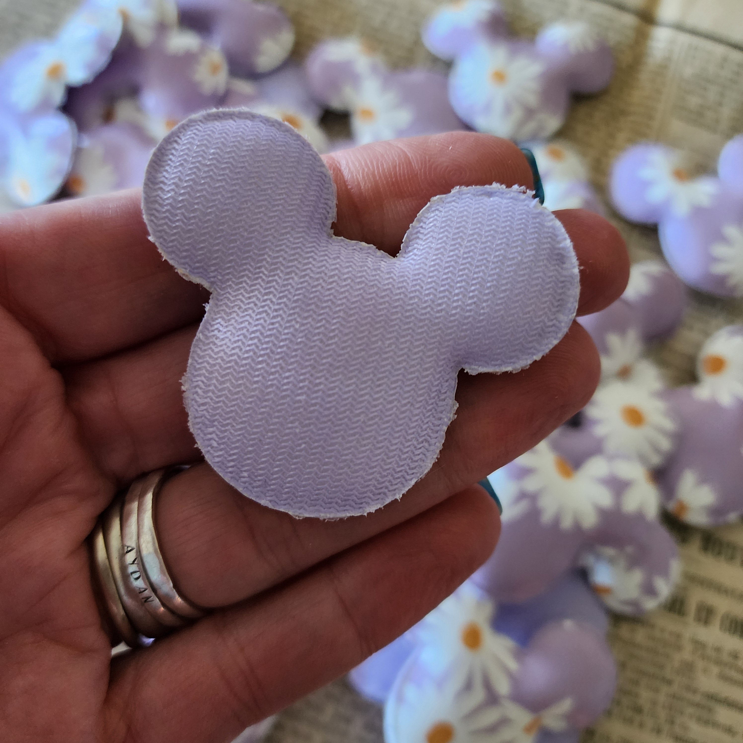 2pc Purple Daisy Mouse Head Applique