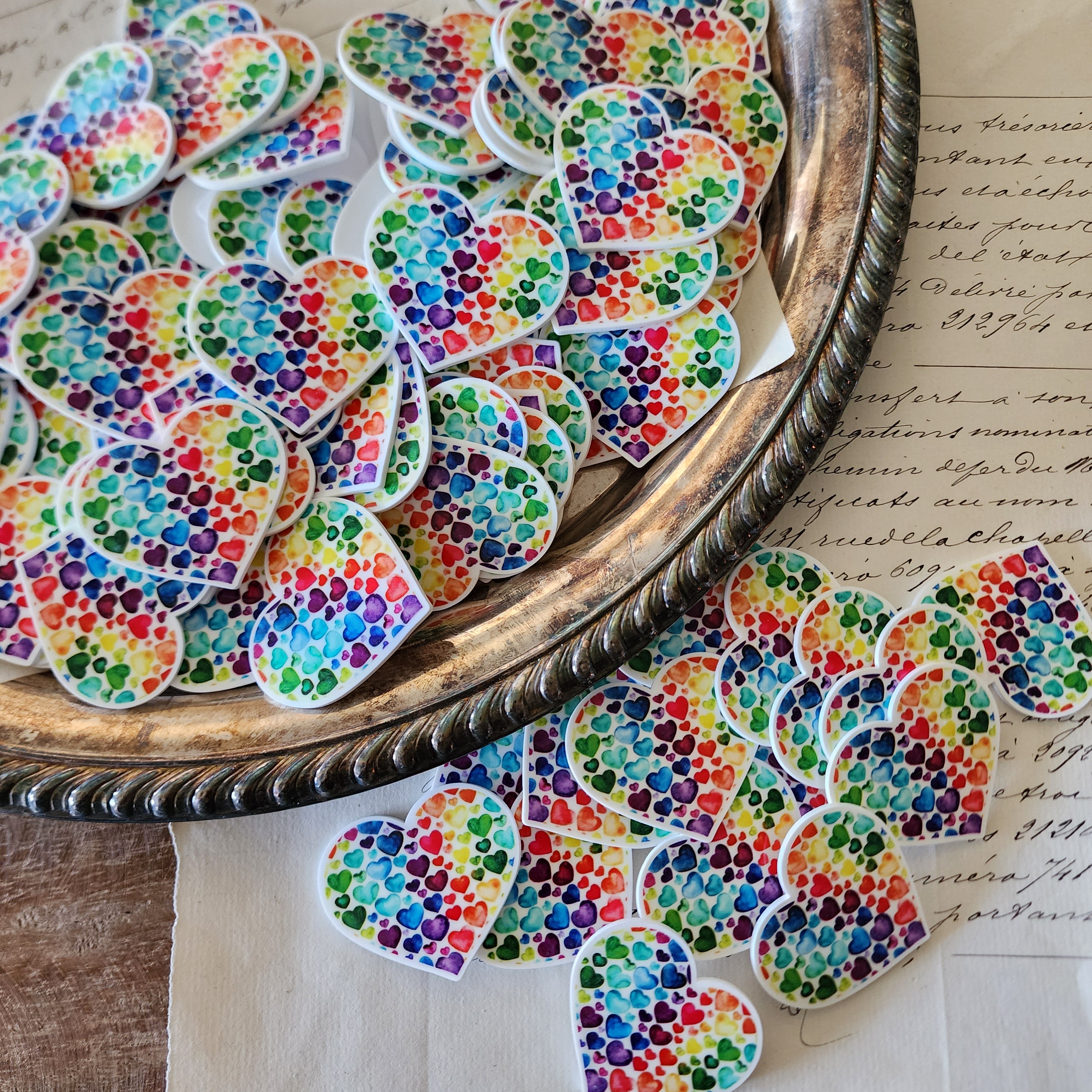 2pc Rainbow Heart Planar Resin