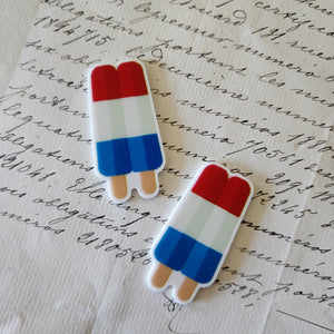2pc Red, White and Blue Popsicle Planar Resin