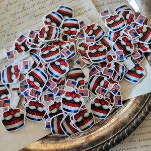 2pc Red, White and Blue Cupcake Planar Resin