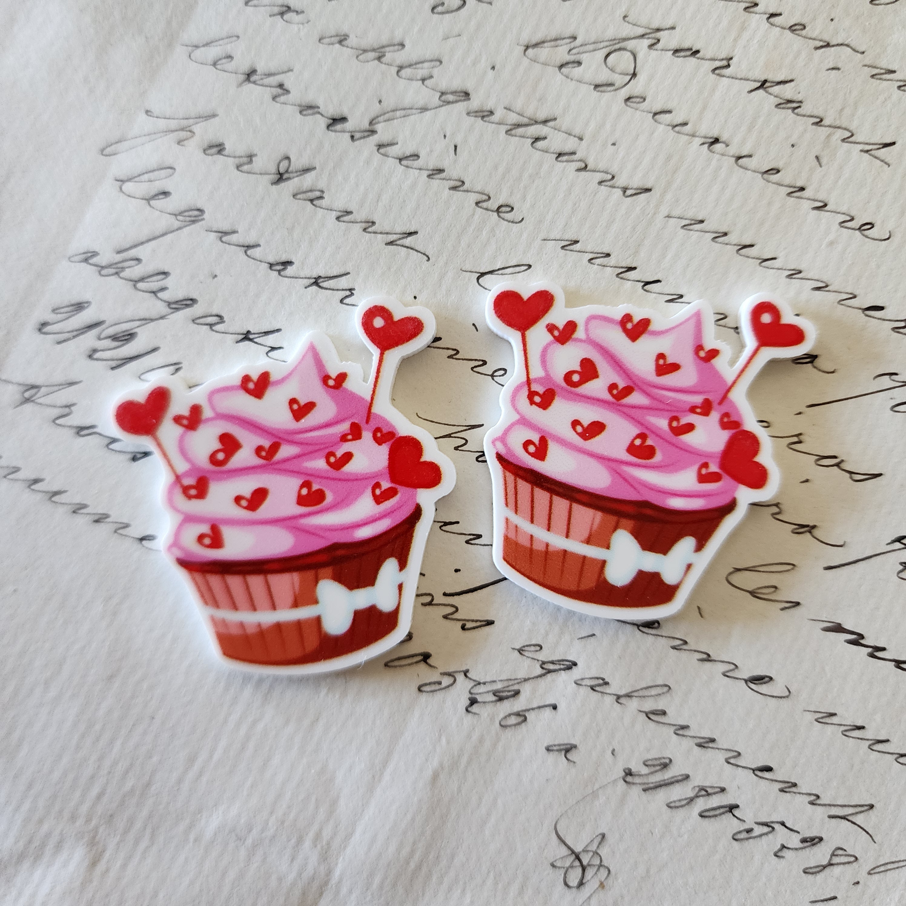 2pc Valentine Cupcake Planar Resin