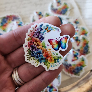 2pc Rainbow Floral Butterfly Planar Resin