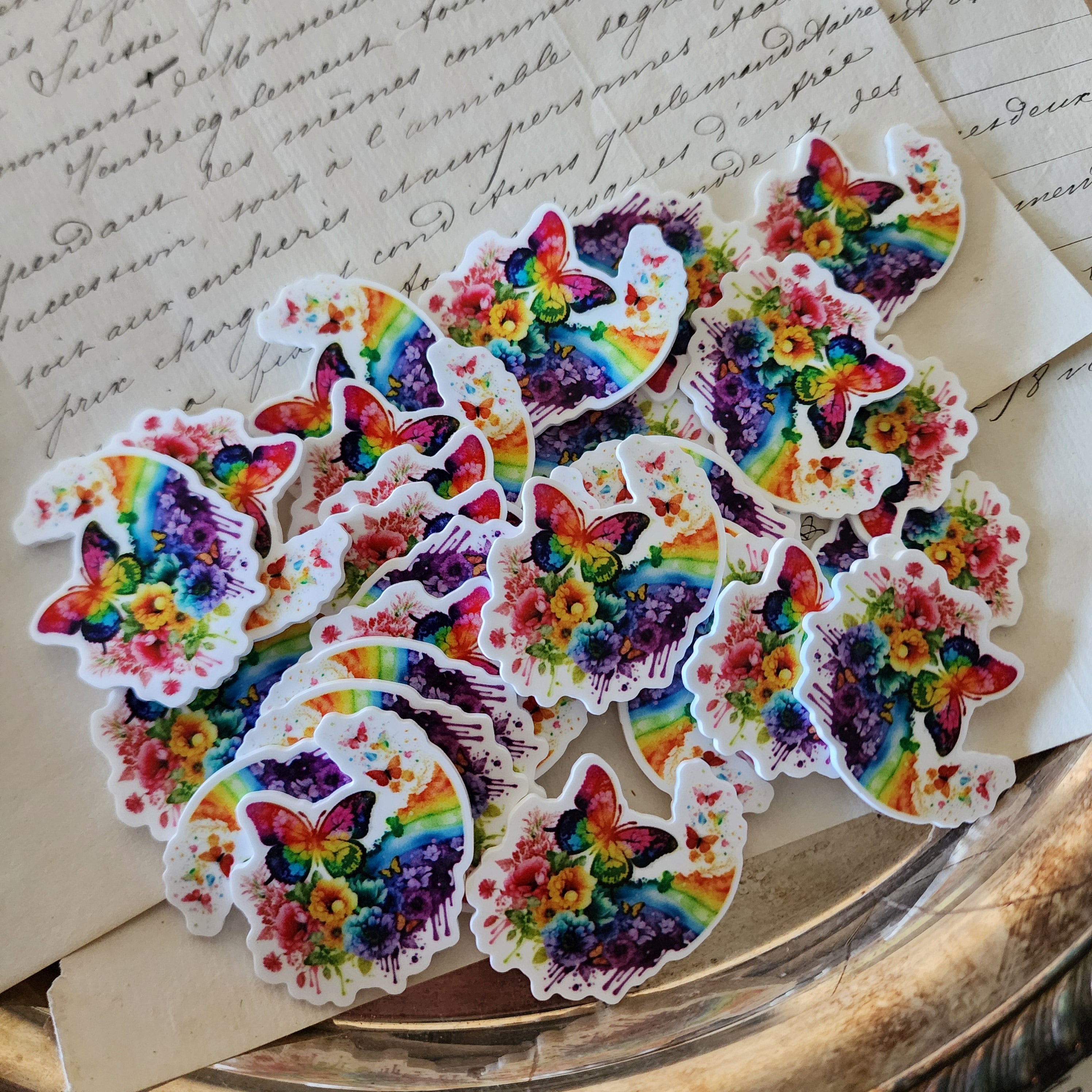 2pc Rainbow Butterfly Planar Resin