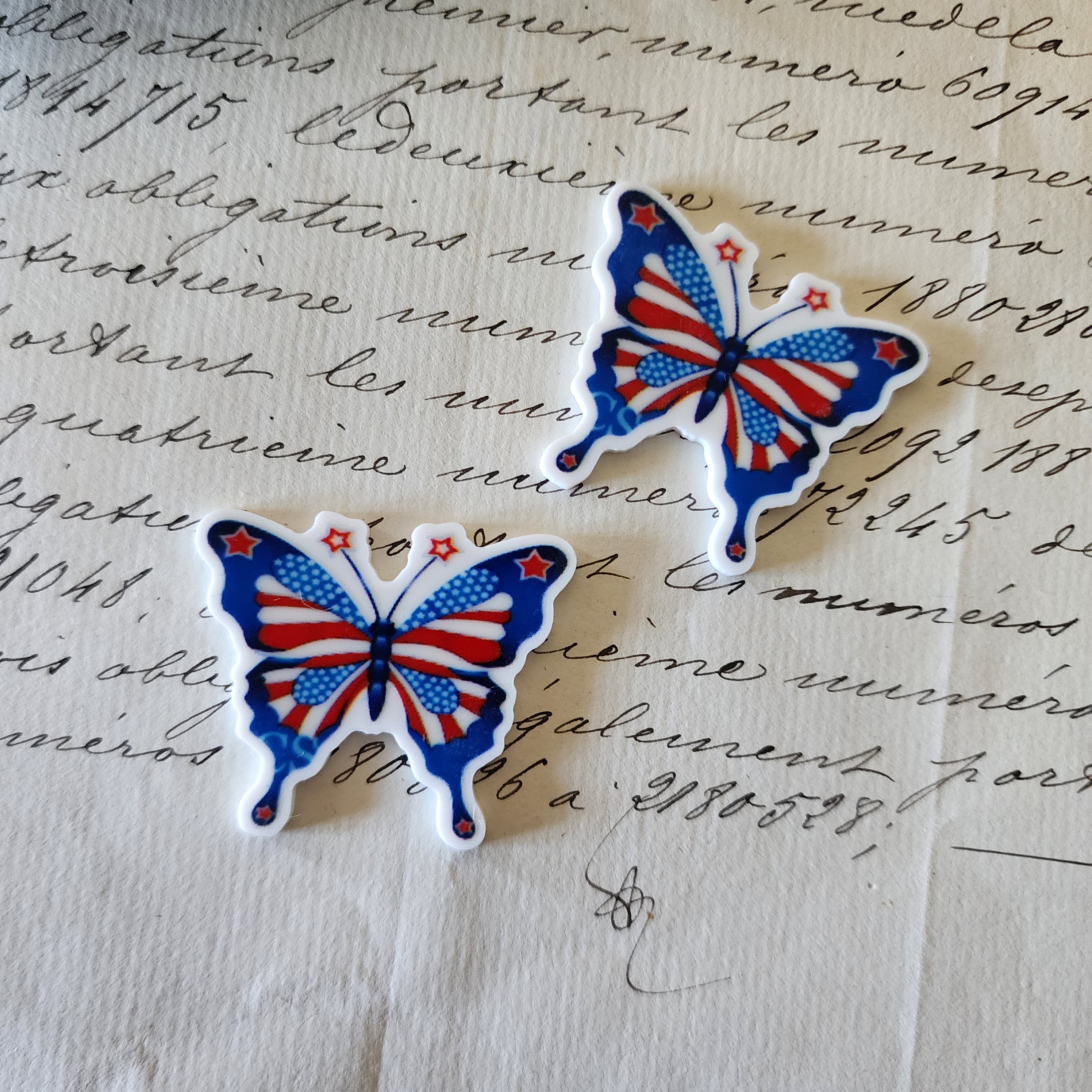 2pc Americana Butterfly Planar Resin