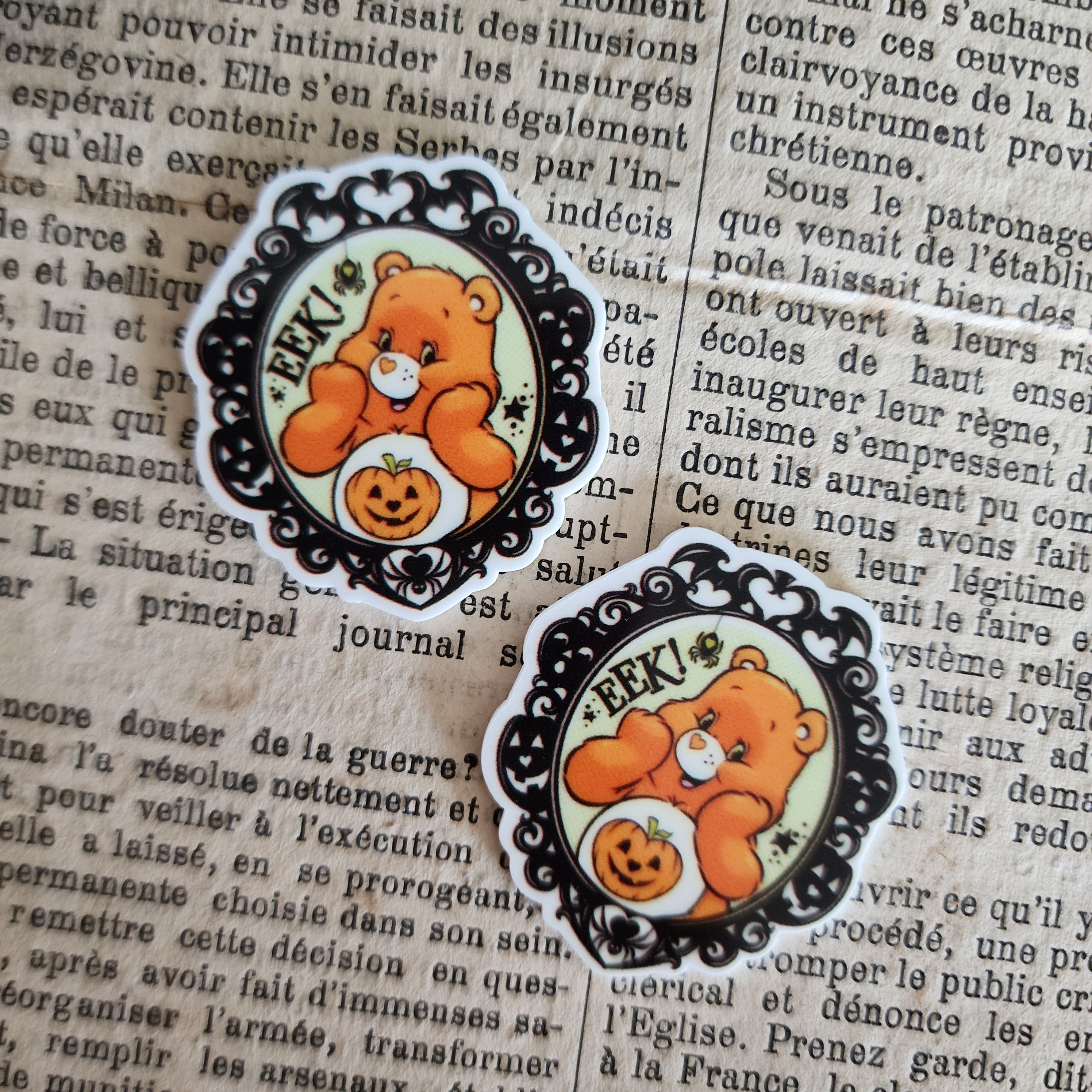 2pc Orange Halloween Bear Planar Resin