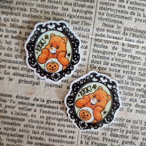 2pc Orange Halloween Bear Planar Resin