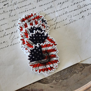 2pc Red, White and Blue Sunflower Planar Resin
