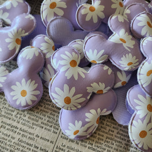 2pc Purple Daisy Mouse Head Applique