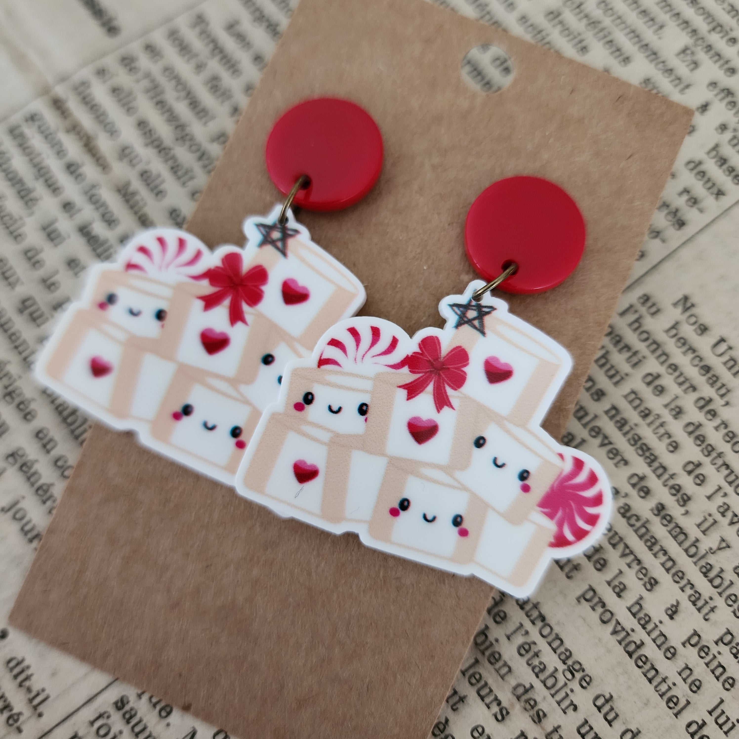 Hot Cocoa Marshmallow Drop Earrings