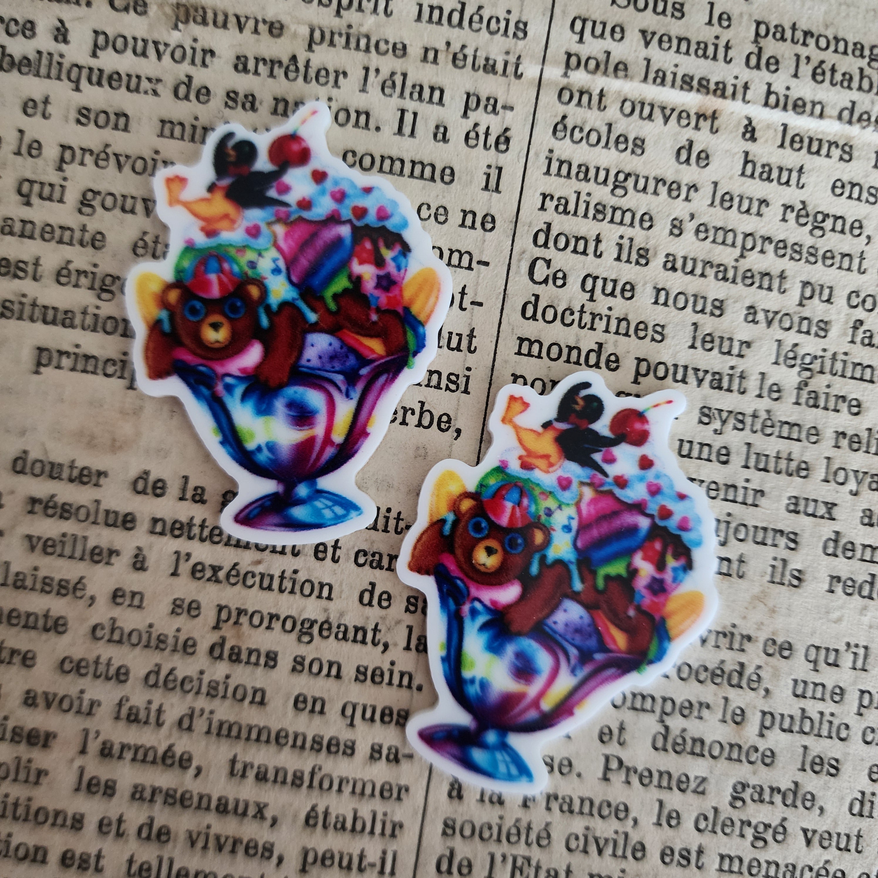 2pc 90's Pop Teddy Sundae Planar Resin