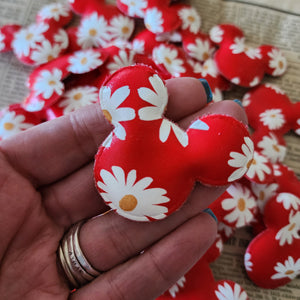 2pc Red Daisy Mouse Head Applique