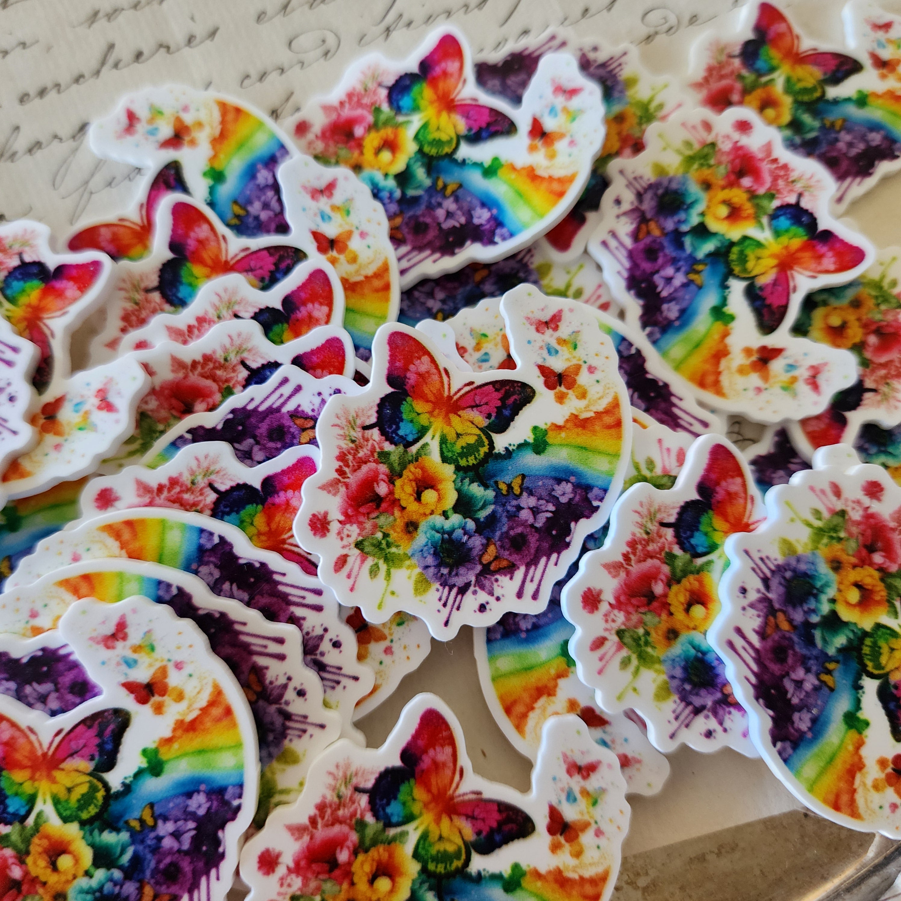 2pc Rainbow Butterfly Planar Resin