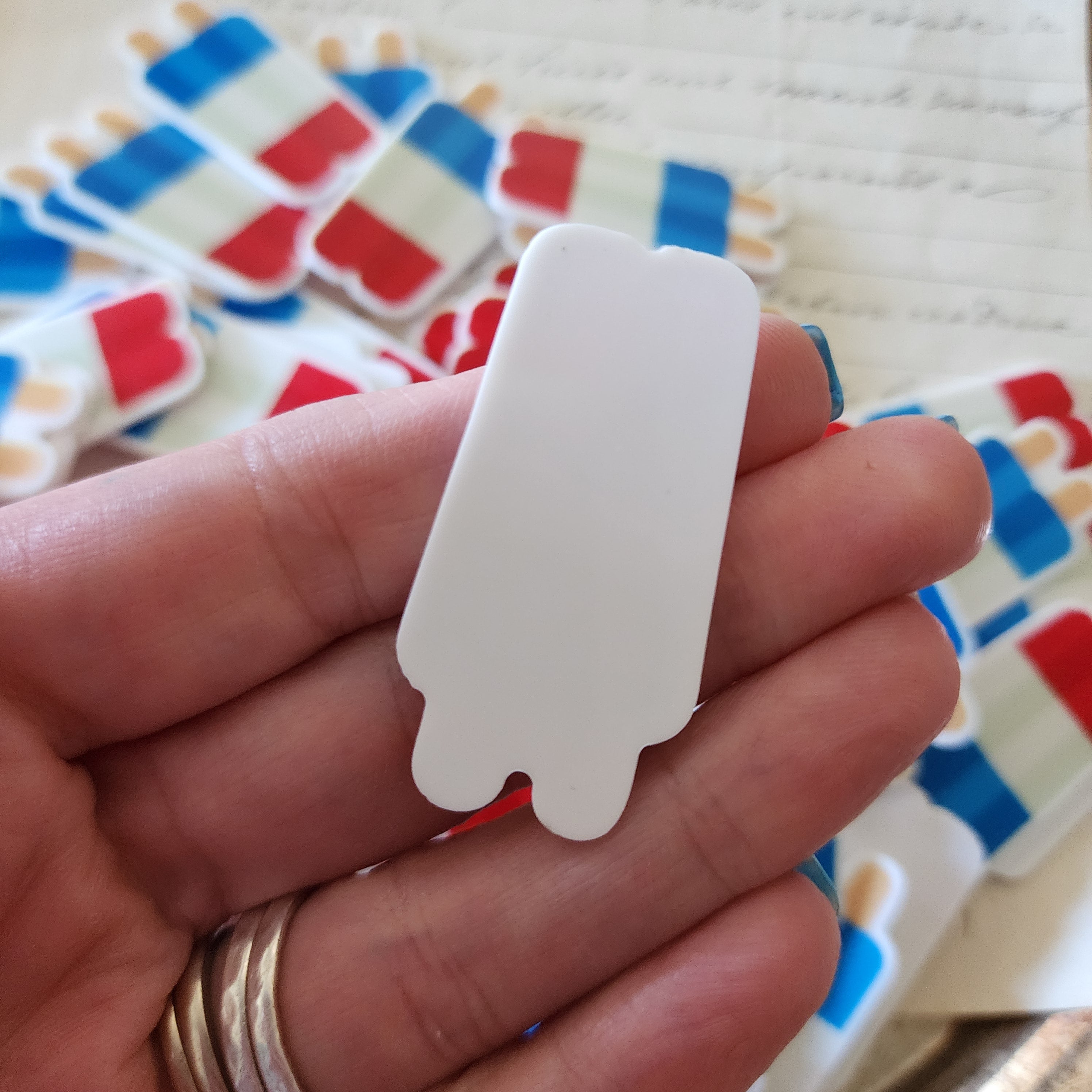 2pc Red, White and Blue Popsicle Planar Resin