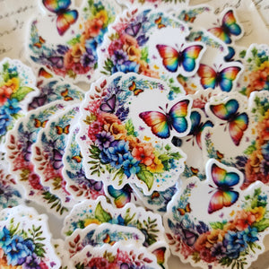2pc Rainbow Floral Butterfly Planar Resin