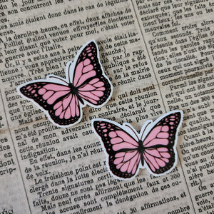 2pc Pale Pink Butterfly Planar Resin