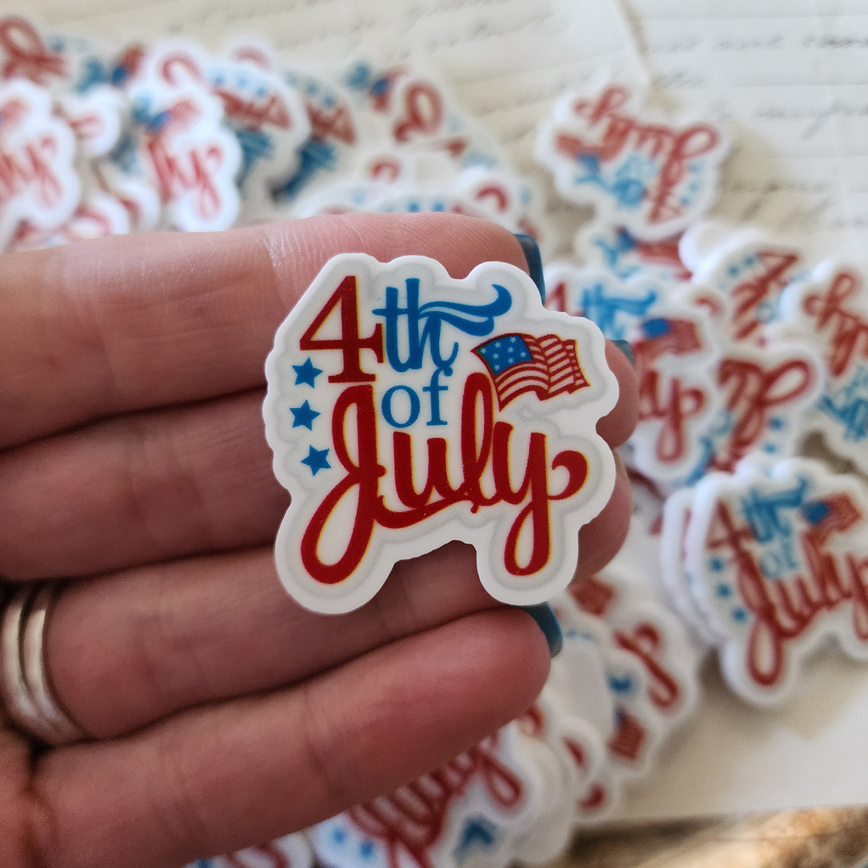 2pc 4th of July Red Planar Resin