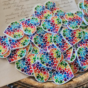 2pc Rainbow Heart Planar Resin