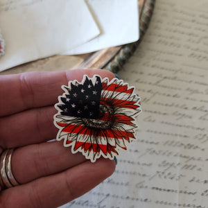 2pc Red, White and Blue Sunflower Planar Resin