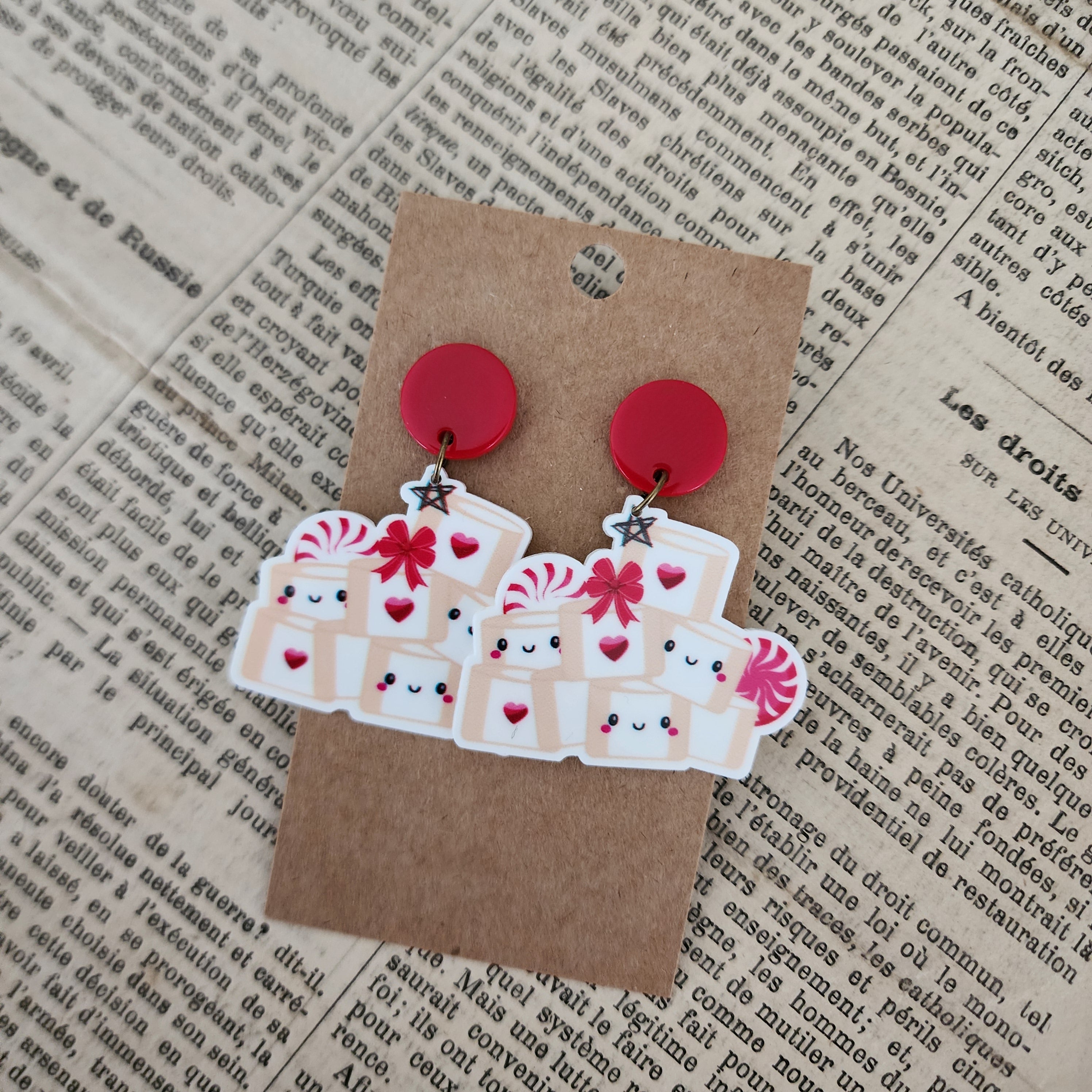 Hot Cocoa Marshmallow Drop Earrings