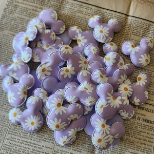 2pc Purple Daisy Mouse Head Applique