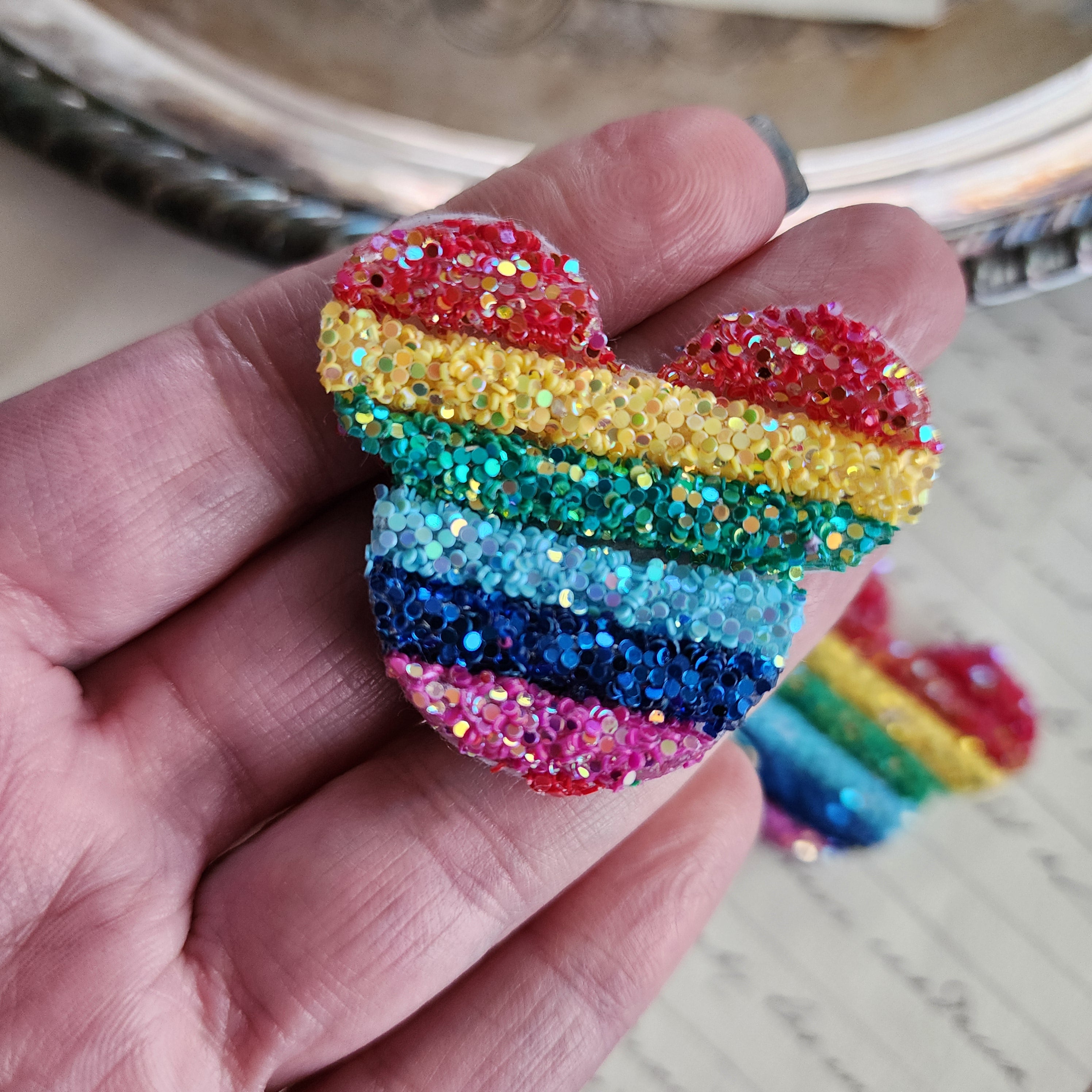 2pcs Rainbow Glitter Mickey Patch