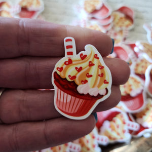 2pc Red Heart Cupcake Planar Resin