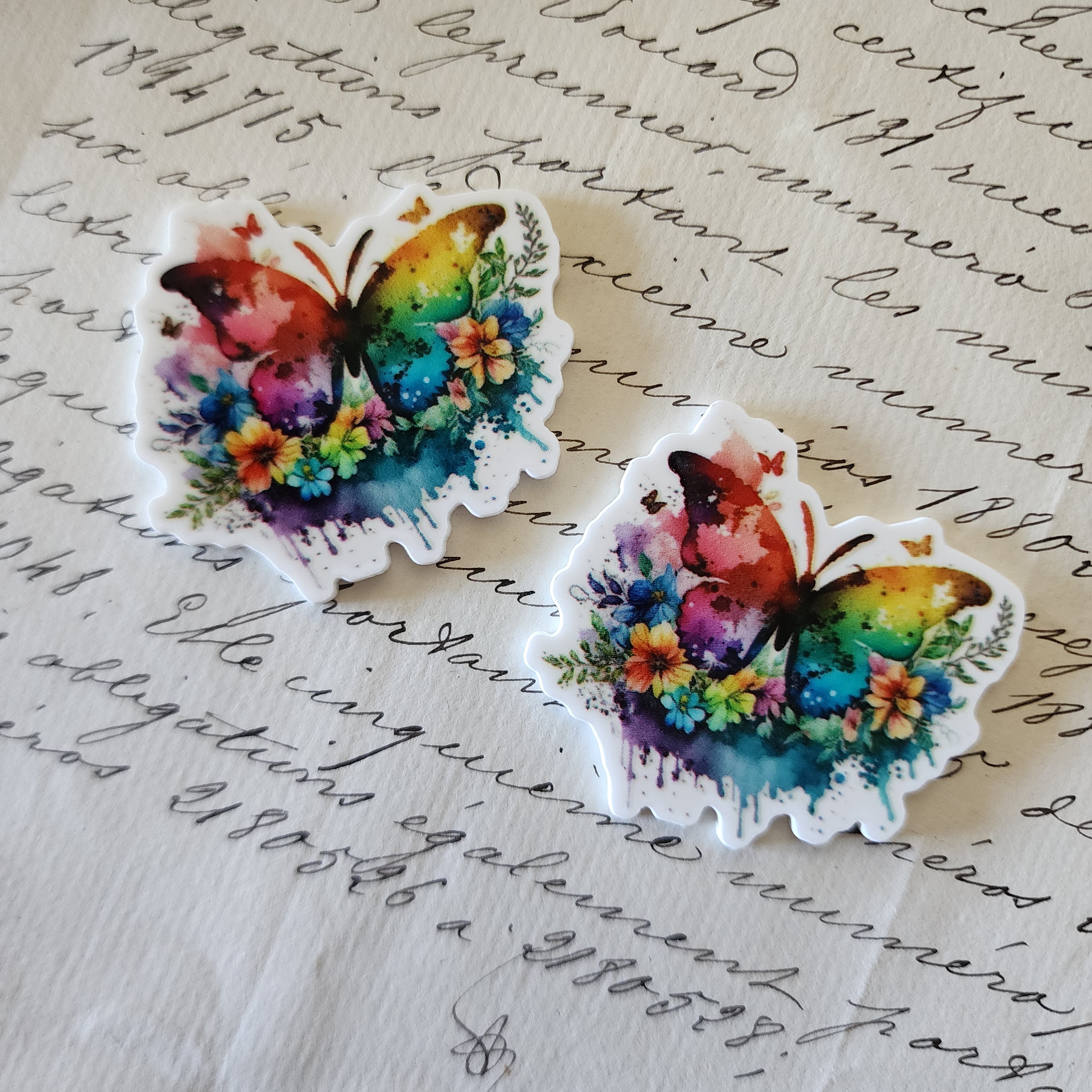 2pc Watercolor Butterfly Planar Resin