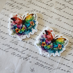 2pc Watercolor Butterfly Planar Resin