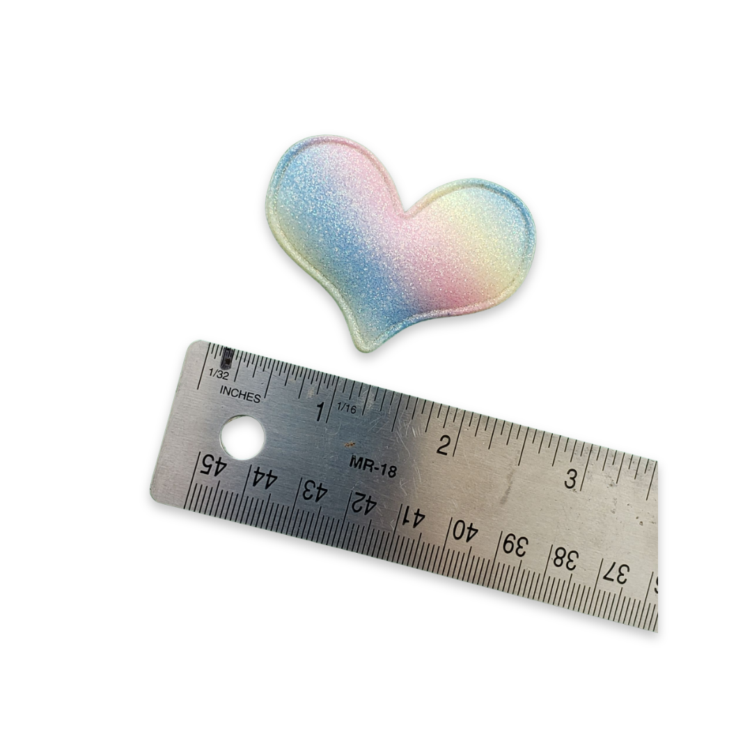 2pc Pastel Rainbow Heart Padded Hair Applique