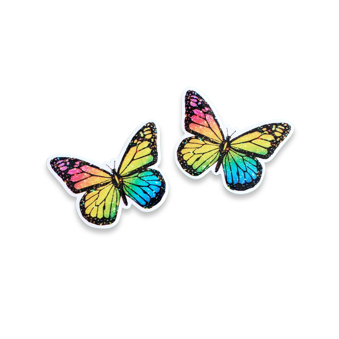 2pc Rainbow Butterfly Planar Resin