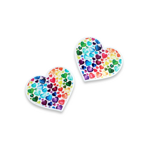 2pc Rainbow Heart Planar Resin