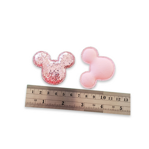 2pc Light Pink Padded Glitter Mouse Applique