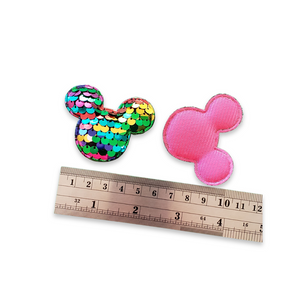 2pc Rainbow Padded Glitter Mouse Applique