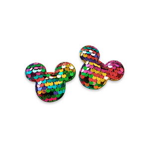 2pc Rainbow Padded Glitter Mouse Applique