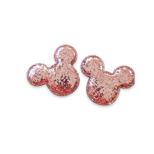 2pc Light Pink Padded Glitter Mouse Applique