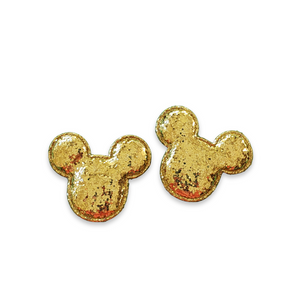 2pc Gold Padded Glitter Mouse Applique