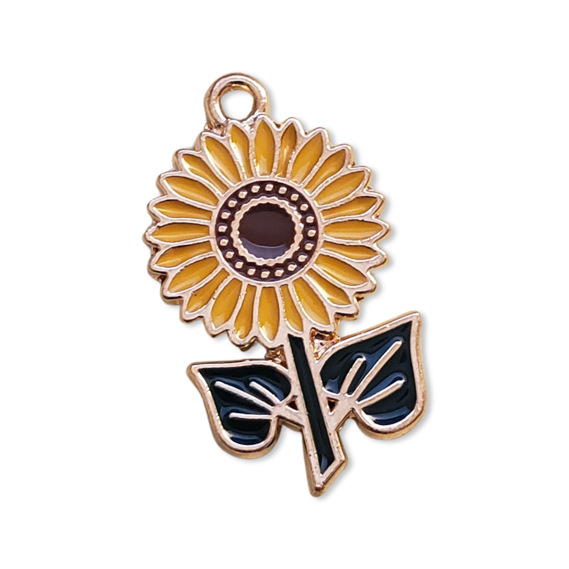 Enamel Sunflower Metal Charm