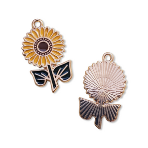 Enamel Sunflower Metal Charm