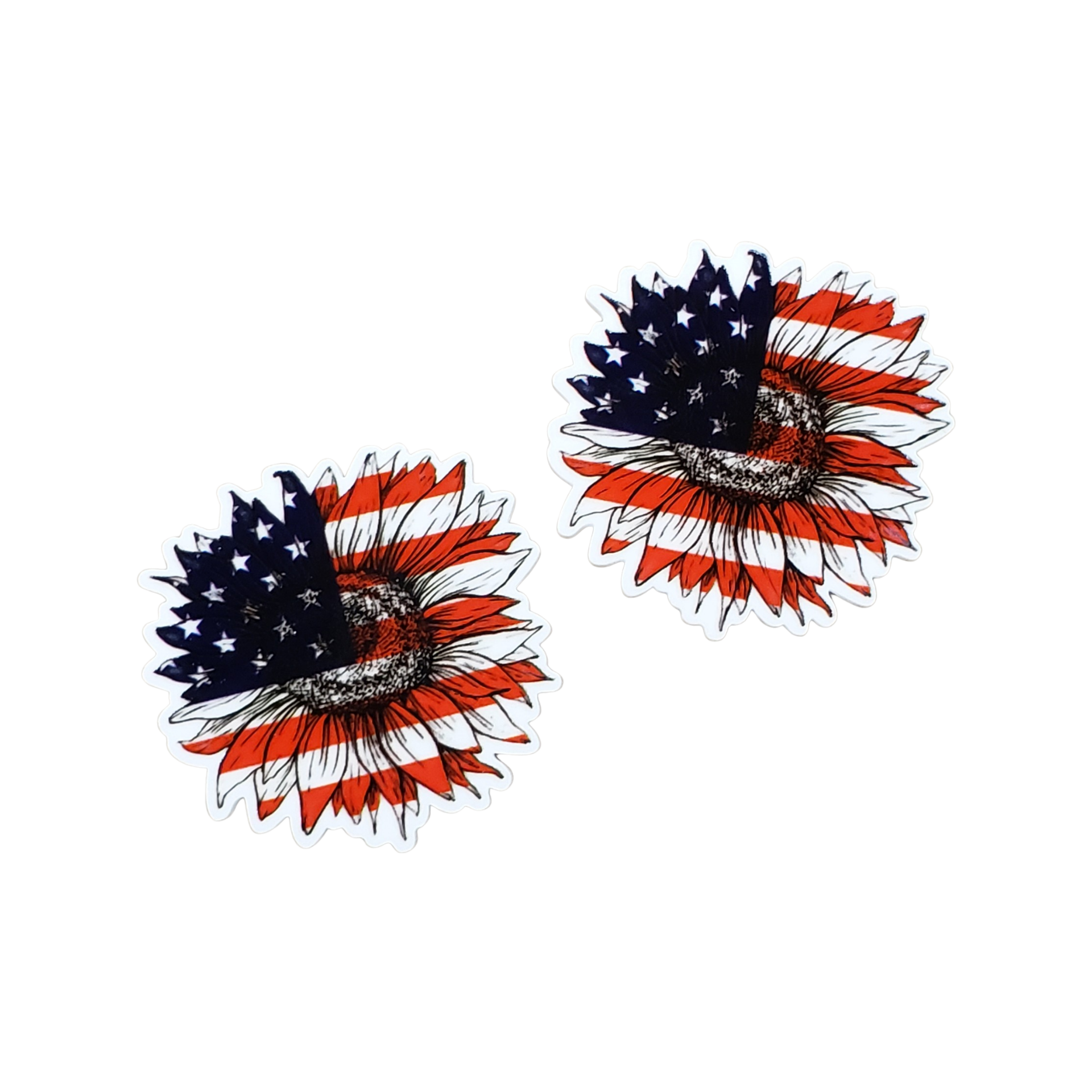 2pc Red, White and Blue Sunflower Planar Resin